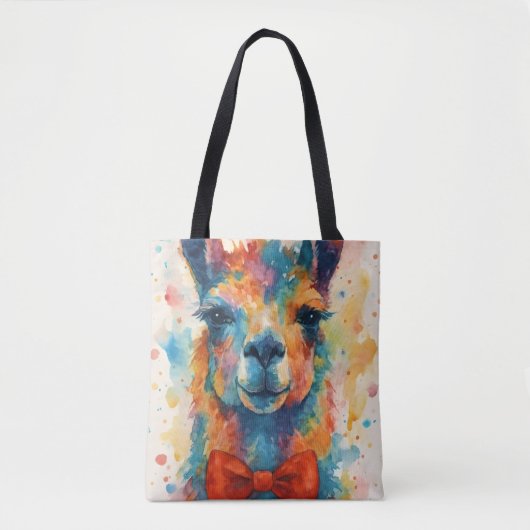 Colorful Watercolor Llama Tote Bag Tasche (Vorderseite)