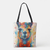 Colorful Watercolor Llama Tote Bag Tasche (Rückseite)