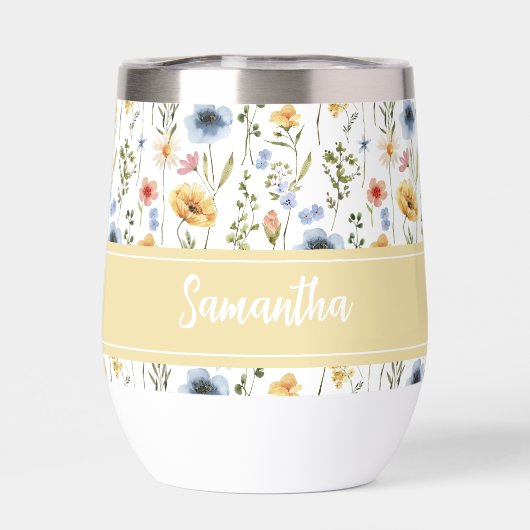 Colorful Watercolor Monogram Spring Wildflower (Rückseite)