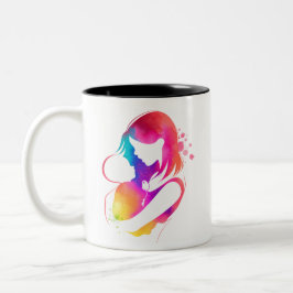 Colorful Watercolor Mother and Baby Coffee Mug Zweifarbige Tasse