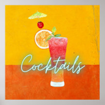 Colorful Watercolor & Neon Tropical Cocktails