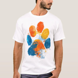 Colorful Watercolor Paw Print Art Pet Love Dog Cat T-Shirt