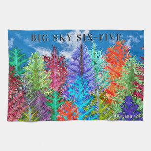 Colorful Watercolor Pine Trees Kitchen Towel Geschirrtuch