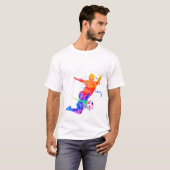 Colorful Watercolor Soccer Player Silhouette Graph T-Shirt (Vorne ganz)