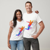 Colorful Watercolor Soccer Player Silhouette Graph T-Shirt (Unisex)