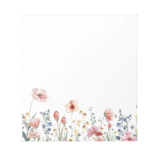 Colorful Watercolor Spring Blooms Floral Notepad Notizblock (Vorderseite)