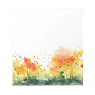 Colorful Watercolor Spring Blooms Floral Notepad Notizblock
