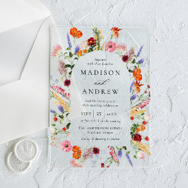 Colorful Watercolor Wildflower Arch Wedding Acryleinladungen