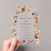 Colorful Watercolor Wildflower Arch Wedding Acryleinladungen (Insitu (Handheld))