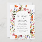 Colorful Watercolor Wildflower Arch Wedding Einladung (Vorderseite)