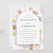 Colorful Watercolor Wildflower Arch Wedding Einladung (Vorderseite)