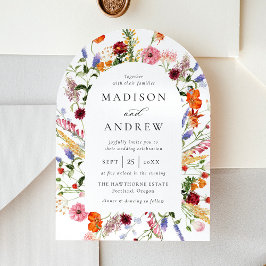 Colorful Watercolor Wildflower Arch Wedding Einladung