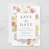 Colorful Watercolor Wildflower Photo Wedding Save The Date (Vorderseite)