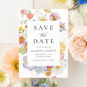 Colorful Watercolor Wildflower Photo Wedding Save The Date