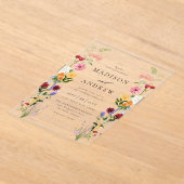 Colorful Watercolor Wildflower Wedding Acryleinladungen (Ablage )