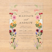 Colorful Watercolor Wildflower Wedding Acryleinladungen (Vorderseite)