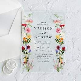 Colorful Watercolor Wildflower Wedding Acryleinladungen