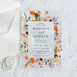 Colorful Watercolor Wildflower Wedding Acryleinladungen