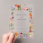 Colorful Watercolor Wildflower Wedding Acryleinladungen (Insitu (Handheld))