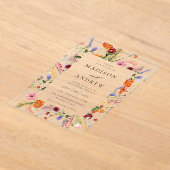 Colorful Watercolor Wildflower Wedding Acryleinladungen (Ablage )