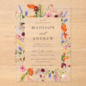 Colorful Watercolor Wildflower Wedding Acryleinladungen (Vorderseite)