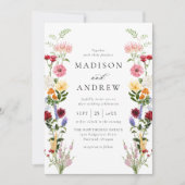 Colorful Watercolor Wildflower Wedding Einladung (Vorderseite)