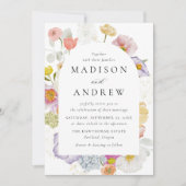 Colorful Watercolor Wildflower Wedding Einladung (Vorderseite)
