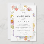 Colorful Watercolor Wildflower Wedding Einladung (Vorderseite)