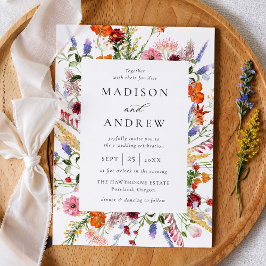 Colorful Watercolor Wildflower Wedding Einladung
