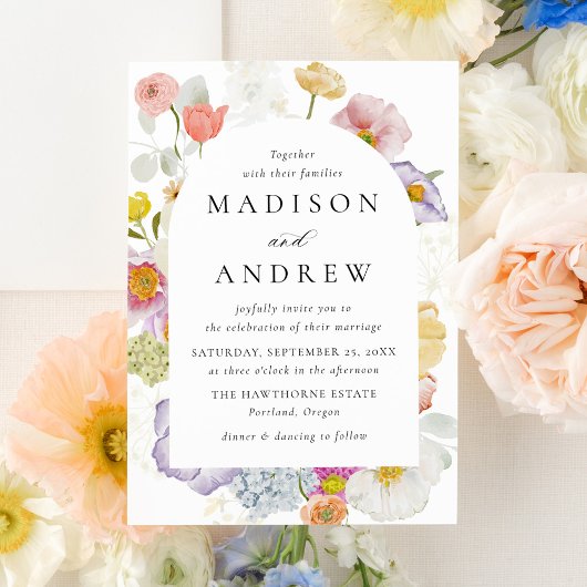 Colorful Watercolor Wildflower Wedding Einladung