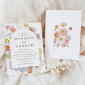 Colorful Watercolor Wildflower Wedding Einladung