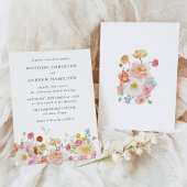 Colorful Watercolor Wildflower Wedding Invitation Einladung
