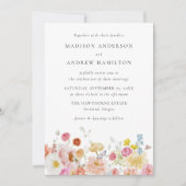 Colorful Watercolor Wildflower Wedding Invitation Einladung (Vorderseite)