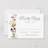 Colorful Watercolor Wildflower Wedding RSVP Karte (Vorderseite)