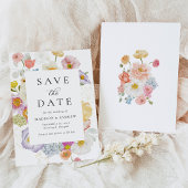 Colorful Watercolor Wildflower Wedding Save The Date
