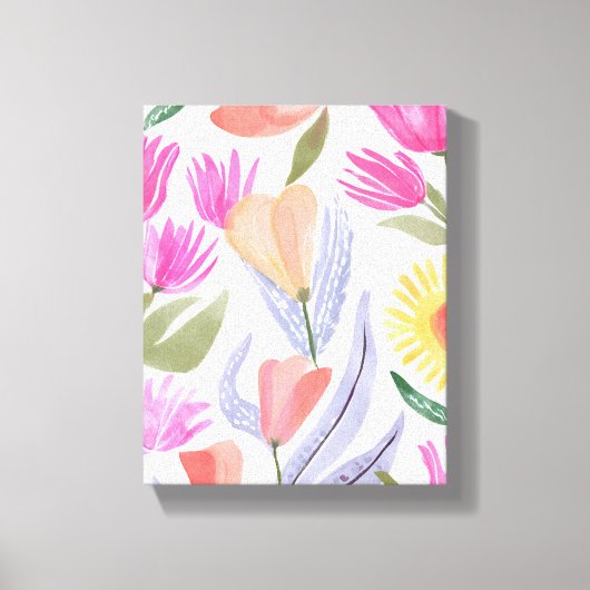 Colorful Watercolor Wildflowers | Hand Painted Leinwanddruck (Vorderseite)