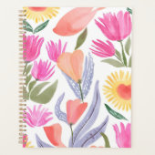 Colorful Watercolor Wildflowers | Hand Painted Planer (Vorderseite)