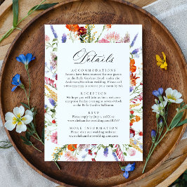Colorful Watercolor Wildflowers Wedding Details Begleitkarte
