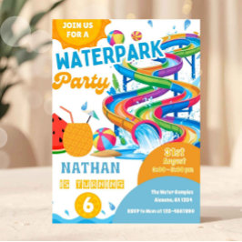 Colorful Waterpark Birthday Invitation Einladung