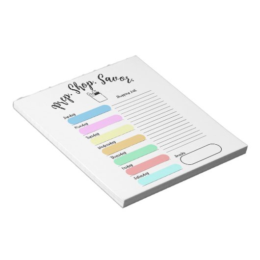 Colorful Weekly Meal Plan Notepad Notizblock (angewinkelt)