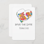 Colorful Whimsical Heart Save the Date (Vorne/Hinten)