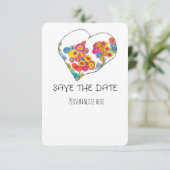 Colorful Whimsical Heart Save the Date (Stehend Vorderseite)
