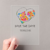 Colorful Whimsical Heart Save the Date Acryleinladungen (Insitu (Handheld))