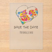 Colorful Whimsical Heart Save the Date Acryleinladungen (Vorderseite)