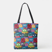 Colorful Whimsical Peekaboo Owls Tasche (Rückseite)