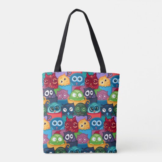 Colorful Whimsical Peekaboo Owls Tasche (Rückseite)