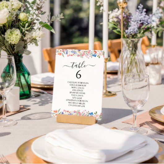 Colorful Whimsical Wildflower Wedding Table Number Einladung