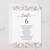 Colorful Whimsical Wildflower Wedding Table Number Einladung (Vorderseite)