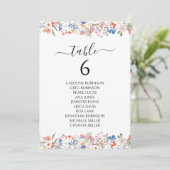 Colorful Whimsical Wildflower Wedding Table Number Einladung (Stehend Vorderseite)