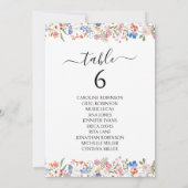Colorful Whimsical Wildflower Wedding Table Number Einladung (Rückseite)